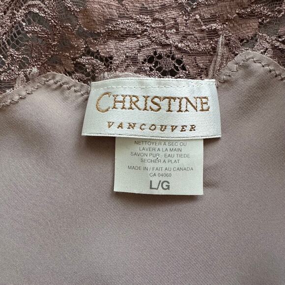 Christine Vancouver 100% Silk Long Nightgown With Lace Insets Sz Large - Picture 11 of 14